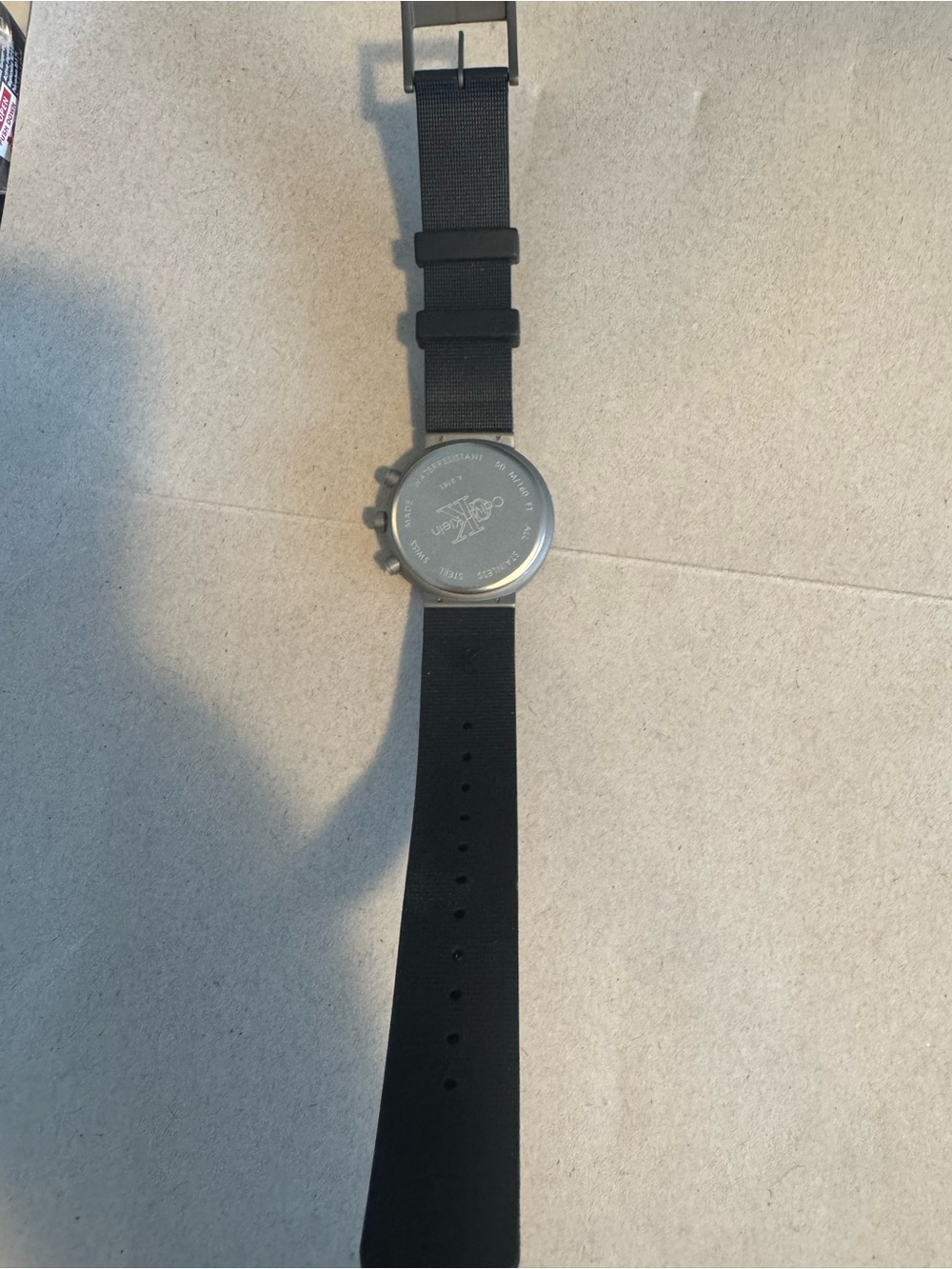 Calvin Klein Black Strap Silver-Tone Case Watch with White Dial - Picture 4 of 5